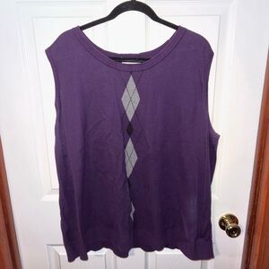 CJ Banks Purple Argyle Tank Top